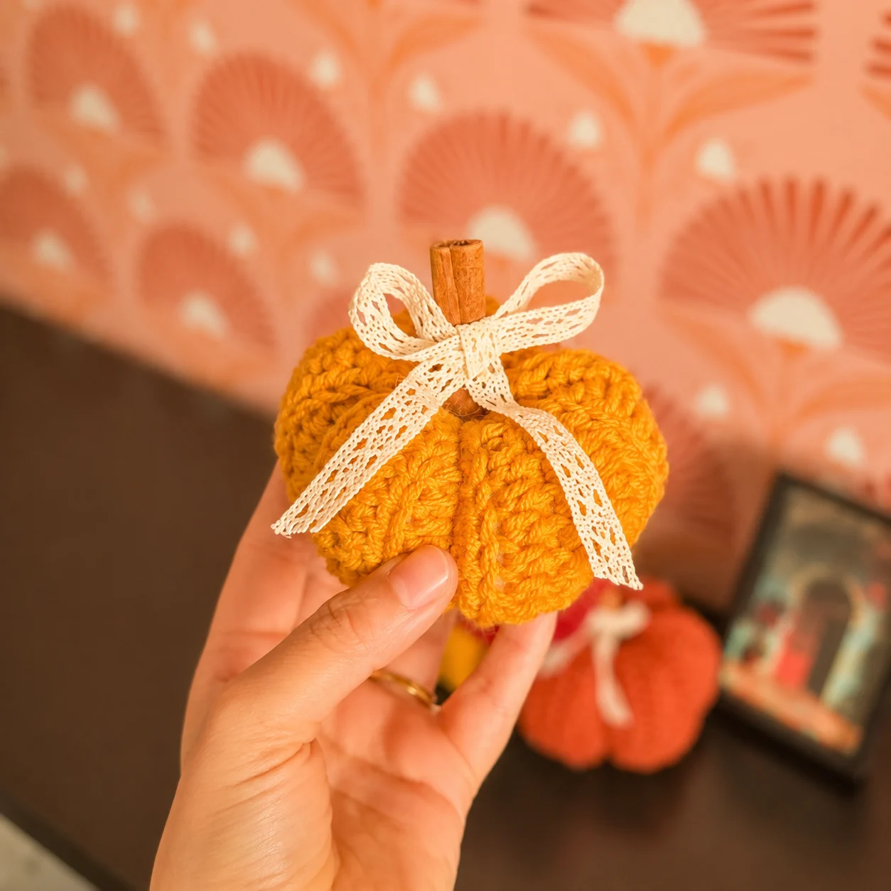 Crochet Pumpkin: Handmade Fall Decor - Thanksgiving Halloween Ornament - Image 4