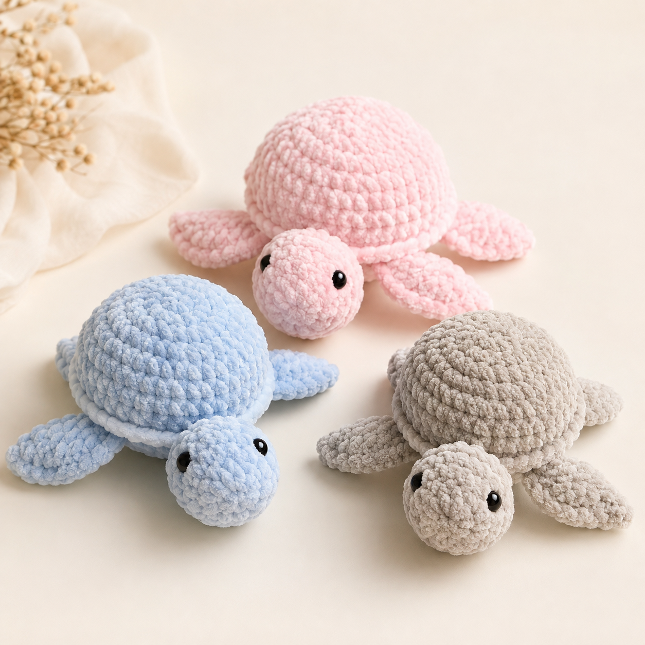 Customizable Crochet Turtle Plush: Handmade Chenille Amigurumi - Image 2